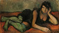 Donna sdraiata, sd 1940-45, olio su tela cm 52x95, Napoli, collezione privata